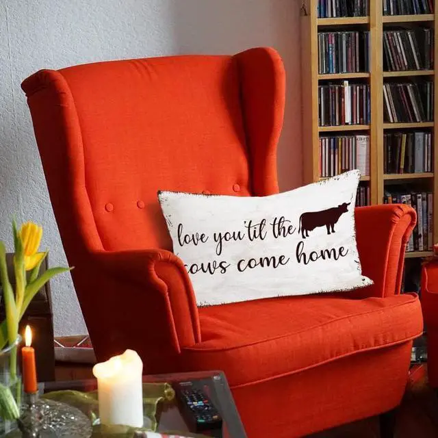 Alt view image 3 of 6 - Western Cow Throw Pillow Cover Love You 'Til The Cows 12 x 20