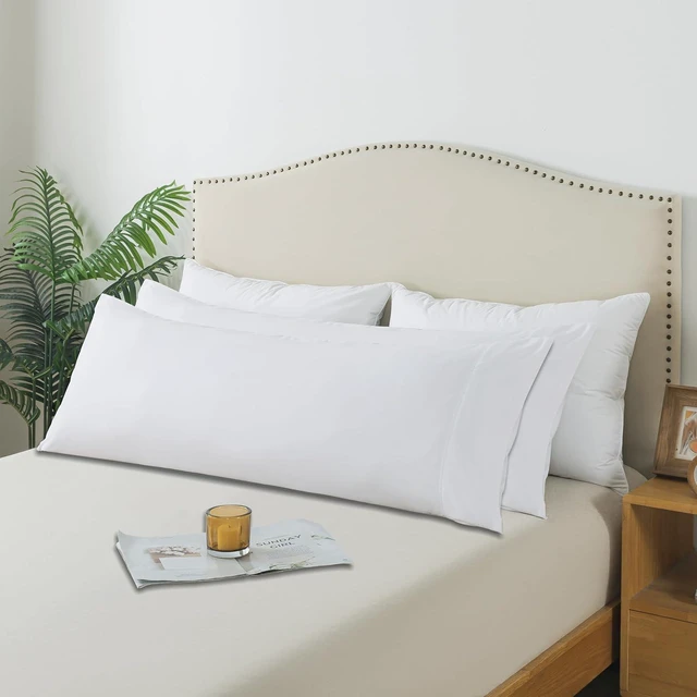 Alt view image 6 of 7 - Body Pillow Cover(2 Pack), Ultra Soft Microfiber Pillowcases, Breathable Long Pillow Case, Envelope Closure - White (20x54 inch)
