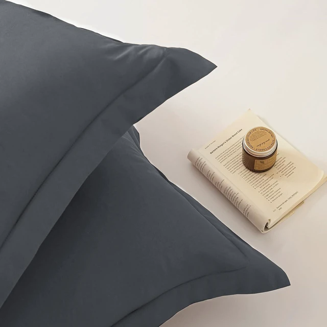 Alt view image 3 of 7 - Standard Pillow Shams Set of 2 Dark Grey Pillow Shams Soft Microfiber Pillow Covers with Envelope Closure, Fade, Wrinkle and Shrink Resistant Bed Pillow Cases, 20 × 26 Inches