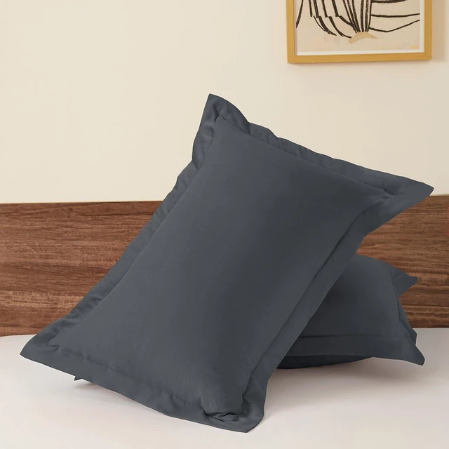 Alt view image 4 of 7 - Standard Pillow Shams Set of 2 Dark Grey Pillow Shams Soft Microfiber Pillow Covers with Envelope Closure, Fade, Wrinkle and Shrink Resistant Bed Pillow Cases, 20 × 26 Inches