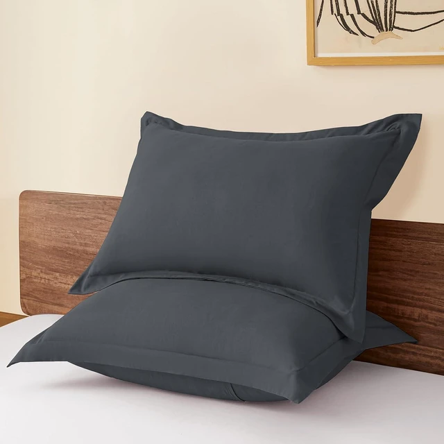 Alt view image 2 of 7 - Standard Pillow Shams Set of 2 Dark Grey Pillow Shams Soft Microfiber Pillow Covers with Envelope Closure, Fade, Wrinkle and Shrink Resistant Bed Pillow Cases, 20 × 26 Inches