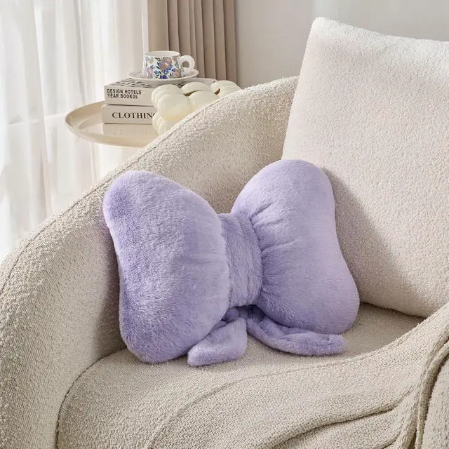 Alt view image 3 of 7 - Bow Pillow Cute Room Decor Throw Pillows Butterfly Shaped Decorative Cute Pillows for Bed Sofa Cute Home Decor,Purple 10 * 8inch