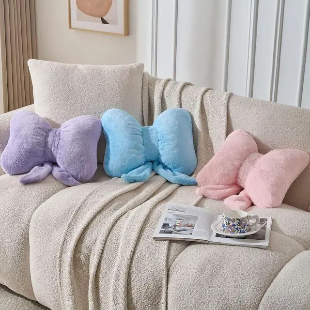 Alt view image 4 of 7 - Bow Pillow Cute Room Decor Throw Pillows Butterfly Shaped Decorative Cute Pillows for Bed Sofa Cute Home Decor,Purple 10 * 8inch