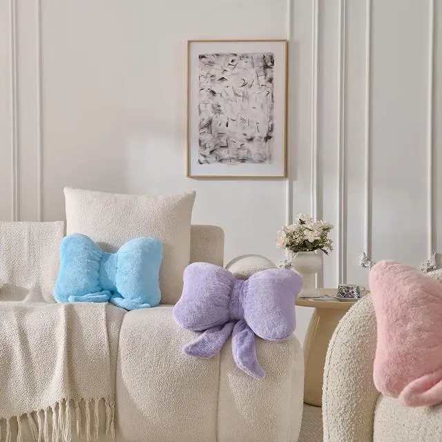 Alt view image 5 of 7 - Bow Pillow Cute Room Decor Throw Pillows Butterfly Shaped Decorative Cute Pillows for Bed Sofa Cute Home Decor,Purple 10 * 8inch