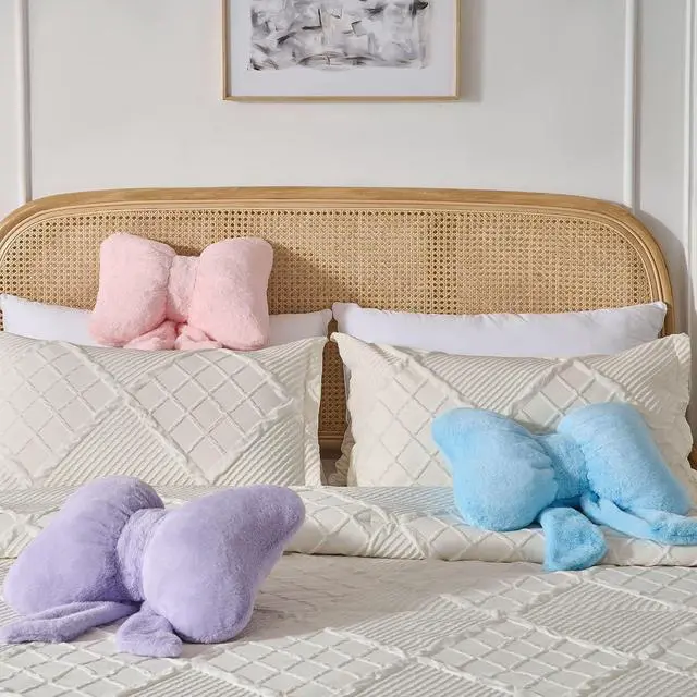 Alt view image 6 of 7 - Bow Pillow Cute Room Decor Throw Pillows Butterfly Shaped Decorative Cute Pillows for Bed Sofa Cute Home Decor,Purple 10 * 8inch