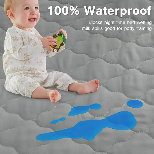 Alt view image 6 of 6 - Pack and Play Mattress Pad Protector Sheet Fitted Waterproof Mattress Cover