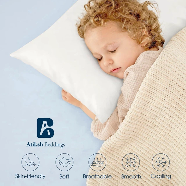 Alt view image 4 of 7 - Pack of 2 13x18 Inch Toddler Travel Pillow Cases 100% Soft Egyptian Cotton, 600 Thread Count with Zipper Closure for Small Travel Pillowcase Cover, White Solid