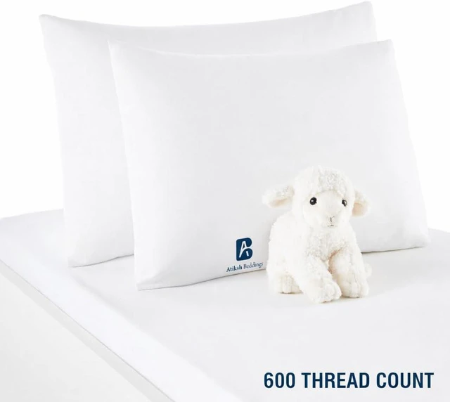 Alt view image 6 of 7 - Pack of 2 13x18 Inch Toddler Travel Pillow Cases 100% Soft Egyptian Cotton, 600 Thread Count with Zipper Closure for Small Travel Pillowcase Cover, White Solid