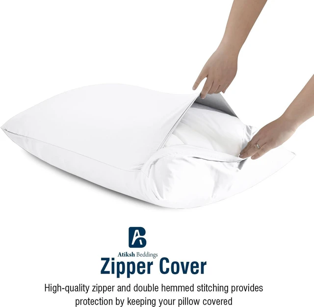 Alt view image 5 of 7 - Pack of 2 13x18 Inch Toddler Travel Pillow Cases 100% Soft Egyptian Cotton, 600 Thread Count with Zipper Closure for Small Travel Pillowcase Cover, White Solid