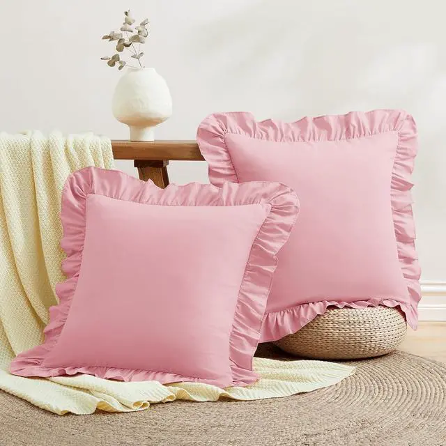 Alt view image 2 of 7 - Ruffle Throw Pillow Covers, Light Pink, 18x18 Inches, 2 Pack