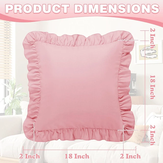 Alt view image 4 of 7 - Ruffle Throw Pillow Covers, Light Pink, 18x18 Inches, 2 Pack