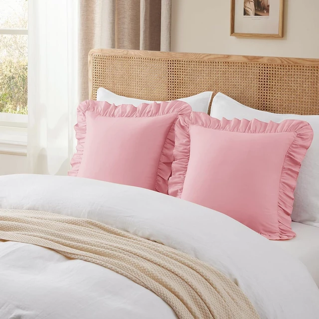 Alt view image 5 of 7 - Ruffle Throw Pillow Covers, Light Pink, 18x18 Inches, 2 Pack