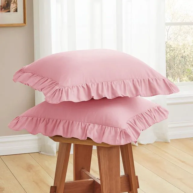 Alt view image 3 of 7 - Ruffle Throw Pillow Covers, Light Pink, 18x18 Inches, 2 Pack