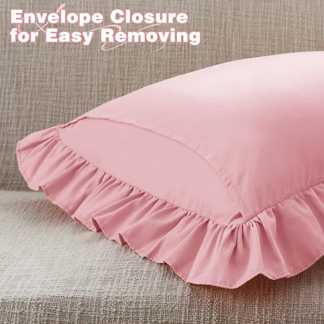 Alt view image 6 of 7 - Ruffle Throw Pillow Covers, Light Pink, 18x18 Inches, 2 Pack