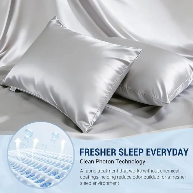 Alt view image 5 of 7 - Cooling Satin Pillow Cases for Hot Sleepers, Silver Gray,1 Pack