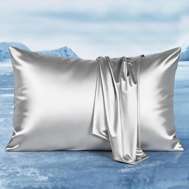 Main image of Cooling Satin Pillow Cases for Hot Sleepers, Silver Gray,1 Pack