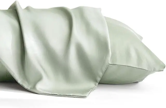 Main image of 100% Lyocell Silk Pillowcase 2-Pc Tencel Pillowcases Silky Smooth Cooling Pillow Covers for Hot Sleepers 20x30 Inches (Green, 20x30in)