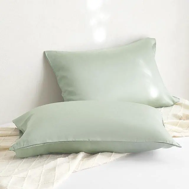 Alt view image 4 of 6 - 100% Lyocell Silk Pillowcase 2-Pc Tencel Pillowcases Silky Smooth Cooling Pillow Covers for Hot Sleepers 20x30 Inches (Green, 20x30in)