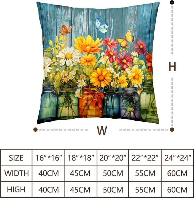 Alt view image 4 of 7 - Daisy Vase Pillow Covers 18x18 Set of 2 Rustic Floral Sunflower Wood Board Decorative Throw Pillow Cases Spring Summer Vintage Flowers Outdoor Pillowcase for Farmhouse Couch Sofa Decor
