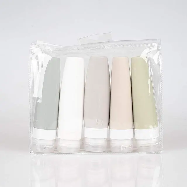Main image of TSA Certified Portable Silicone Travel Bottle Set, Leak Proof Squeezable Silicon Tubes Travel Size Toiletries Containers, Refillable Travel Accessories for Shampoo Liquids 5 Pack (3 fl. oz)