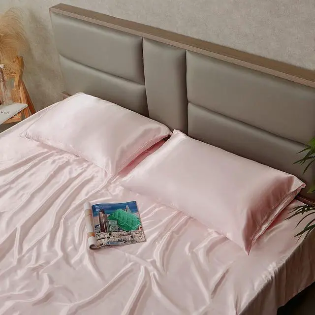 Alt view image 6 of 7 - Blush Pink King Size Satin Pillowcase Set of 2 for Hair and Skin,Blush Pink Silk Pillowcase Breathable Pillowcase with Envelope Closure