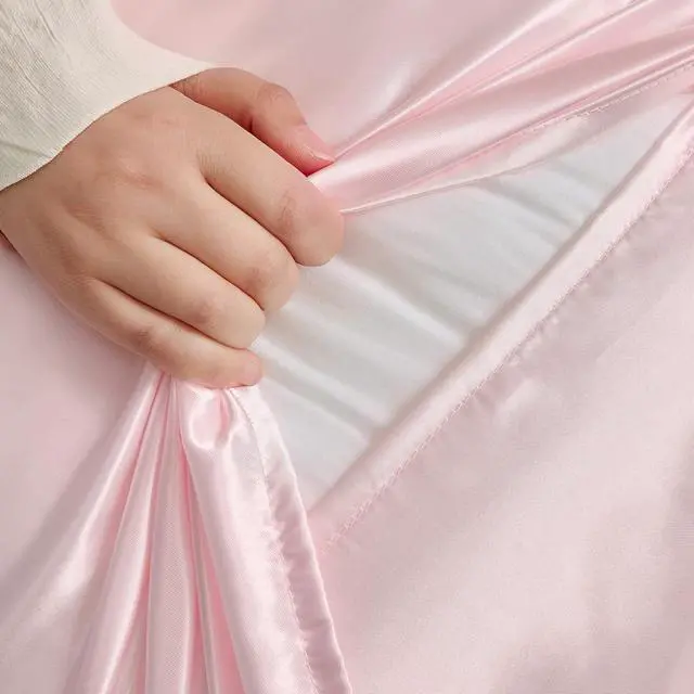 Alt view image 3 of 7 - Blush Pink King Size Satin Pillowcase Set of 2 for Hair and Skin,Blush Pink Silk Pillowcase Breathable Pillowcase with Envelope Closure