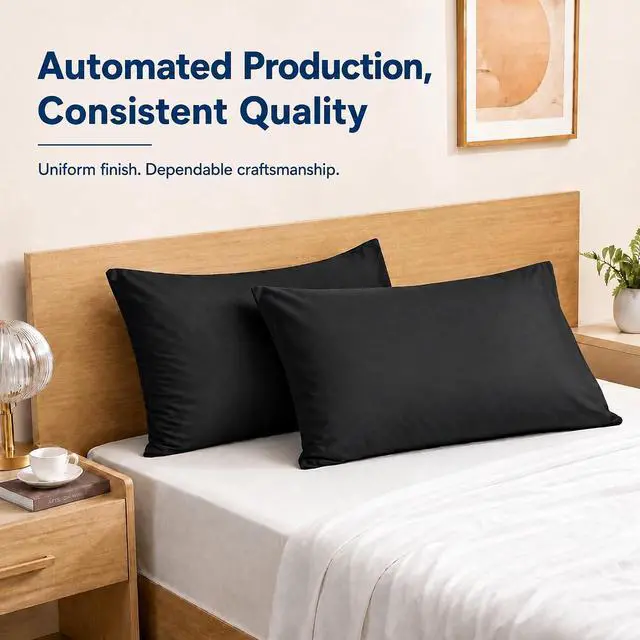 Alt view image 3 of 7 - Black Pillow Cases King Size Set of 4, 20x36 Envelope Closure Pillowcases, Soft Plain Brushed Microfiber Covers Hypoallergenic Breathable