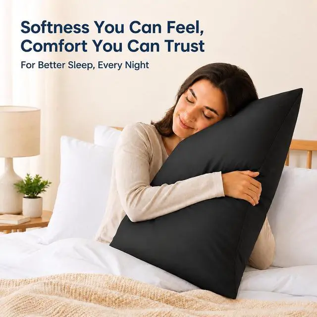 Alt view image 5 of 7 - Black Pillow Cases King Size Set of 4, 20x36 Envelope Closure Pillowcases, Soft Plain Brushed Microfiber Covers Hypoallergenic Breathable