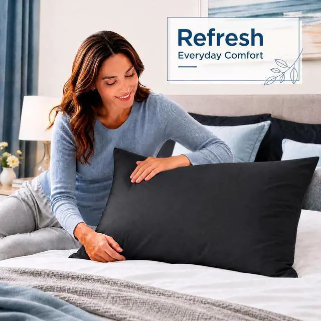 Alt view image 7 of 7 - Black Pillow Cases King Size Set of 4, 20x36 Envelope Closure Pillowcases, Soft Plain Brushed Microfiber Covers Hypoallergenic Breathable