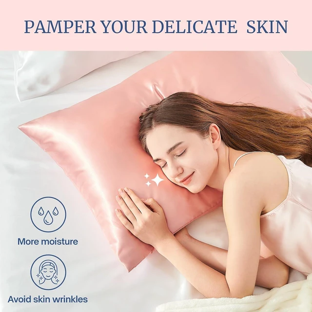 Alt view image 3 of 7 - Satin Pillowcase for Hair and Skin, Super Soft and Cooling Similar to Silk Pillow Cases 2 Pack with Envelope Closure, Gift for Women Men(20"x26" Standard Size, Coral)
