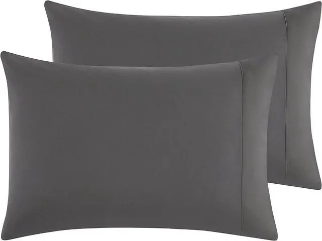 Main image of Pillow Case Pillow Cases Standard Size - Soft Microfiber Pillowcases - Ultra Cooling Queen Pillow Cases - Stain & Fade Resistant Dark Grey Pillow Cases Set of 2-20x30