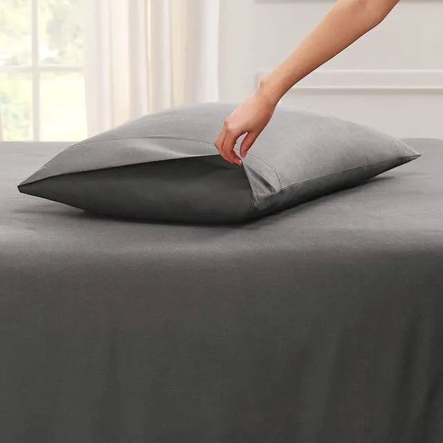 Alt view image 2 of 7 - Pillow Case Pillow Cases Standard Size - Soft Microfiber Pillowcases - Ultra Cooling Queen Pillow Cases - Stain & Fade Resistant Dark Grey Pillow Cases Set of 2-20x30