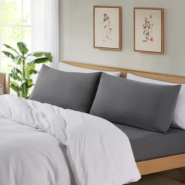 Alt view image 3 of 7 - Pillow Case Pillow Cases Standard Size - Soft Microfiber Pillowcases - Ultra Cooling Queen Pillow Cases - Stain & Fade Resistant Dark Grey Pillow Cases Set of 2-20x30