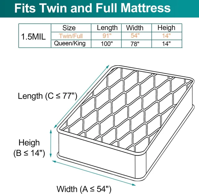 Alt view image 2 of 7 - Mattress Bag for Moving Storage - Plastic Mattress Protector Cover, Twin and Full Size (1Pack, Twin/Full)