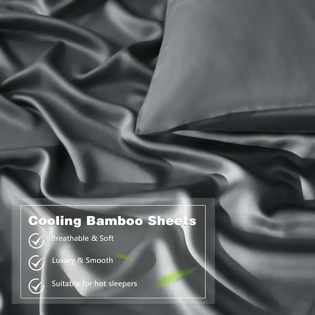 Alt view image 4 of 7 - Dark Grey Body 100% Rayon Derived from Bamboo Pillowcase