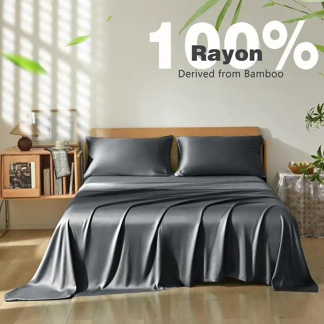 Alt view image 3 of 7 - Dark Grey Body 100% Rayon Derived from Bamboo Pillowcase