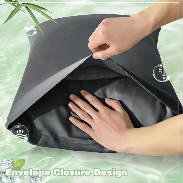 Alt view image 5 of 7 - Dark Grey Body 100% Rayon Derived from Bamboo Pillowcase
