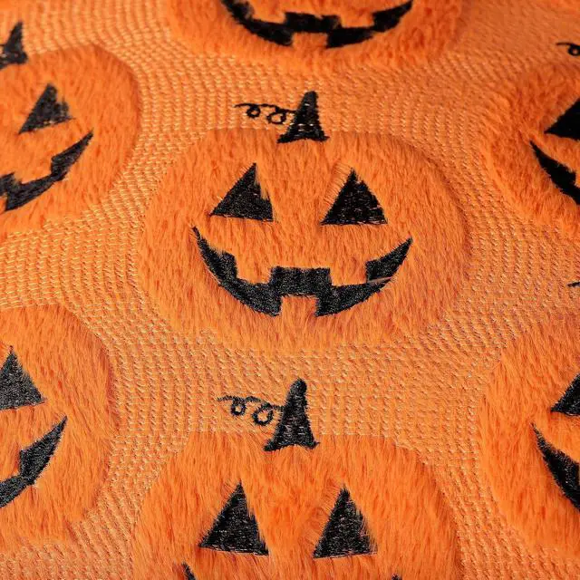 Alt view image 2 of 7 - Halloween Pumpkin Decorative Pillow Covers 18x18 Set of 2, Orange Soft Plush Faux Fur Farmhouse Throw Cushion Cases for Fall Autumn Holiday Home Decorations