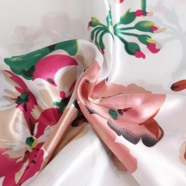 Alt view image 5 of 7 - 2 Pack Queen Satin Pillow Case with Envelope Closure Floral Printed Silky Microfiber Pillowcases for Hair and Skin 20x30 Inches