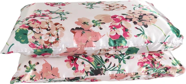 Alt view image 6 of 7 - 2 Pack Queen Satin Pillow Case with Envelope Closure Floral Printed Silky Microfiber Pillowcases for Hair and Skin 20x30 Inches