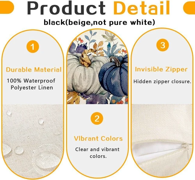 Alt view image 7 of 7 - Fall Pillow Covers 12x20 Blue Pumpkins Fall Decorations for Home