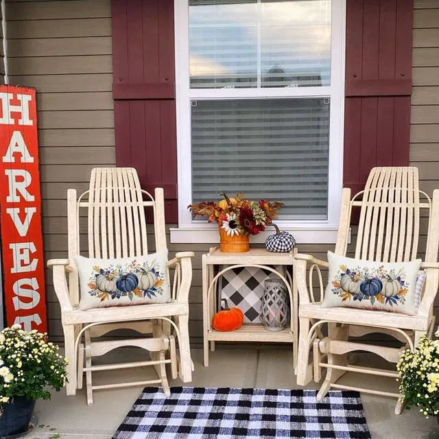 Alt view image 6 of 7 - Fall Pillow Covers 12x20 Blue Pumpkins Fall Decorations for Home