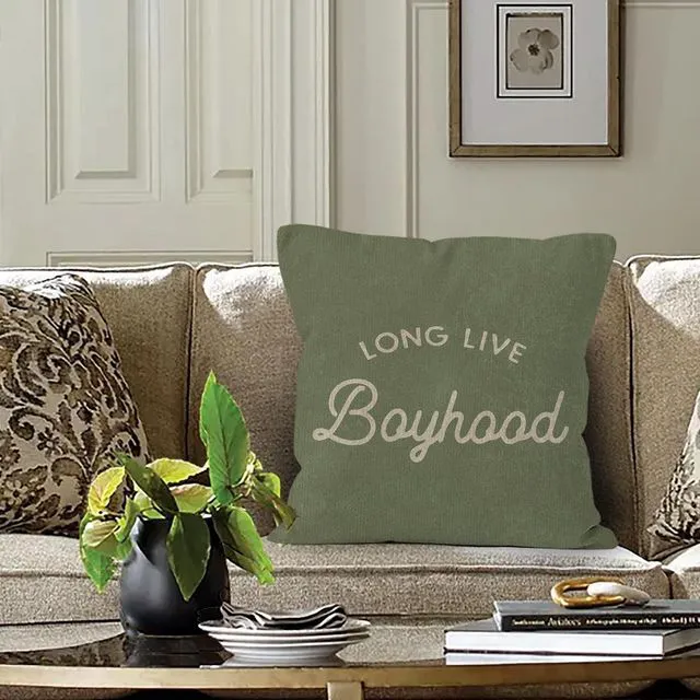 Alt view image 2 of 7 - Long Live Boyhood Throw Pillow Covers - Boy Bedroom Room Decor,Vintage Green Boy Nursery Decorative Pillow Covers for Home Bedroom Couch