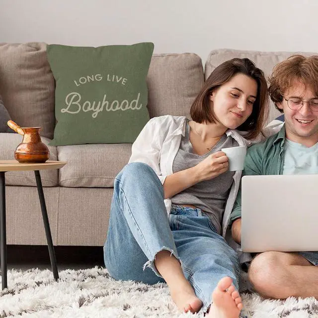 Alt view image 4 of 7 - Long Live Boyhood Throw Pillow Covers - Boy Bedroom Room Decor,Vintage Green Boy Nursery Decorative Pillow Covers for Home Bedroom Couch