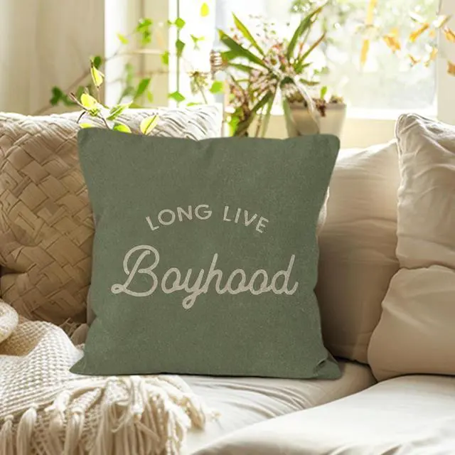 Alt view image 5 of 7 - Long Live Boyhood Throw Pillow Covers - Boy Bedroom Room Decor,Vintage Green Boy Nursery Decorative Pillow Covers for Home Bedroom Couch