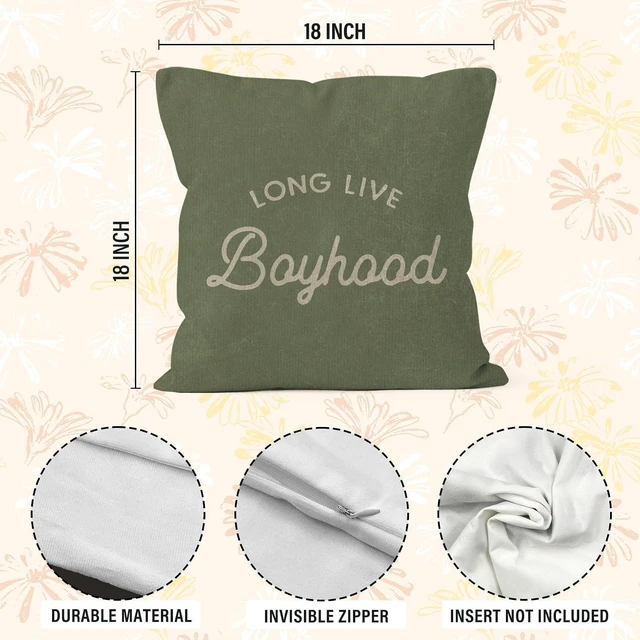 Alt view image 7 of 7 - Long Live Boyhood Throw Pillow Covers - Boy Bedroom Room Decor,Vintage Green Boy Nursery Decorative Pillow Covers for Home Bedroom Couch
