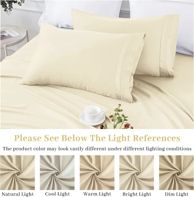 Alt view image 6 of 7 - Pillow Cases Queen Size Set of 2, Ultra Soft Double Brushed Microfiber Pillowcases, Hotel Quality Embroidered Bed Pillow Covers Queen, Fade Resistant, Easy Slip-On (20"x30", Cream)
