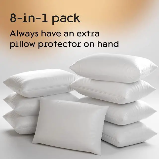 Alt view image 2 of 7 - Niagara 2 Pack Standard Pillow Protectors with Zipper, Premium Cotton Sateen Blend Tight Weave Lab Tested Non Noisy Zip Covers Breathable Non Crinky (20x26 Inches)