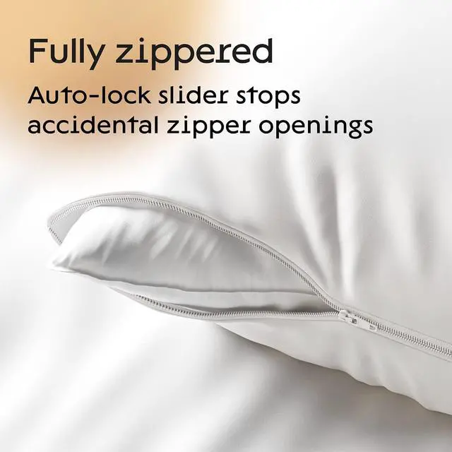Alt view image 4 of 7 - Niagara 2 Pack Standard Pillow Protectors with Zipper, Premium Cotton Sateen Blend Tight Weave Lab Tested Non Noisy Zip Covers Breathable Non Crinky (20x26 Inches)