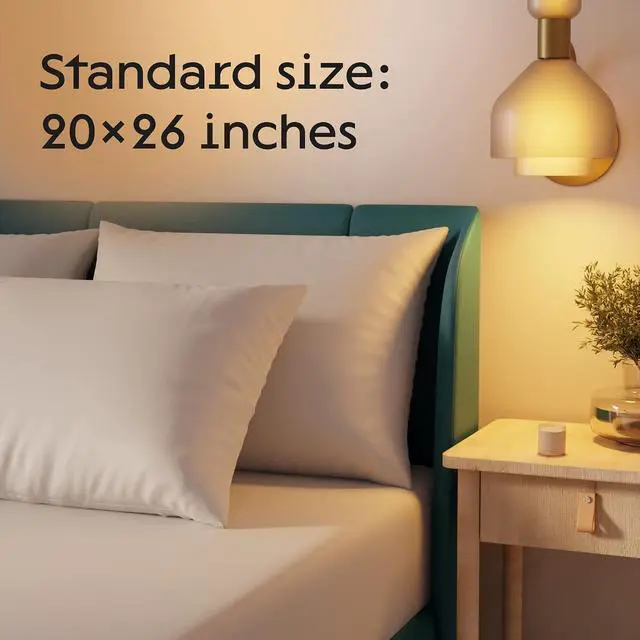 Alt view image 6 of 7 - Niagara 2 Pack Standard Pillow Protectors with Zipper, Premium Cotton Sateen Blend Tight Weave Lab Tested Non Noisy Zip Covers Breathable Non Crinky (20x26 Inches)